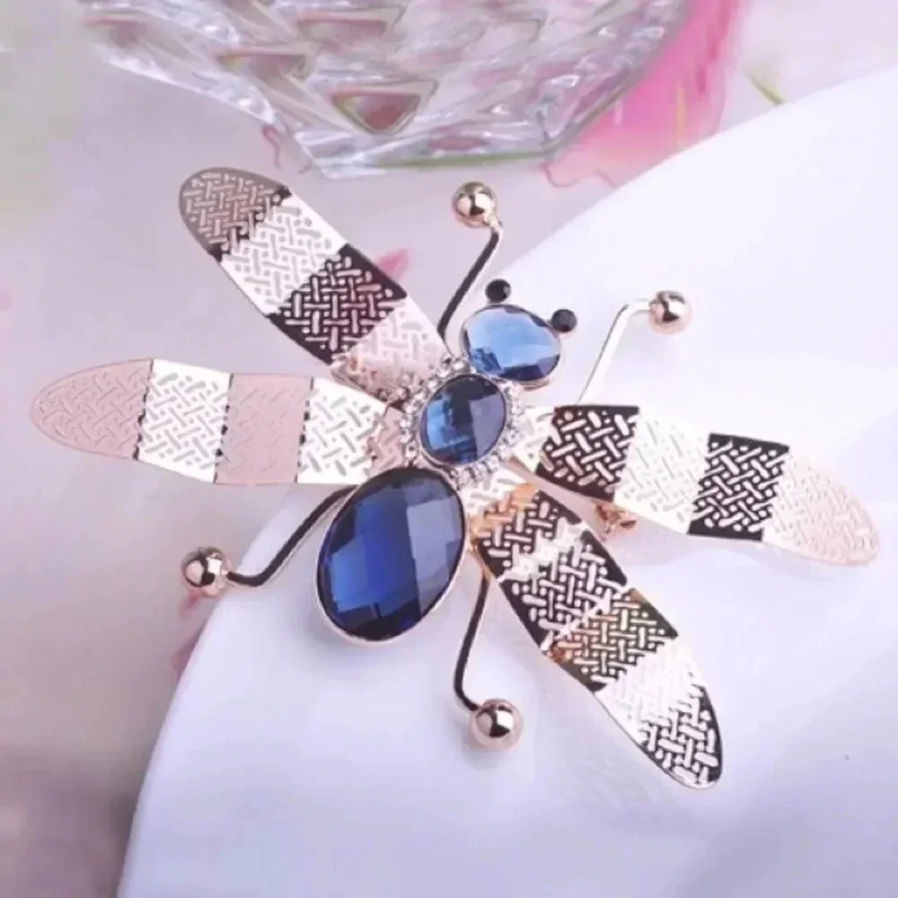 VQ Bee Brooch with Blue Crystals